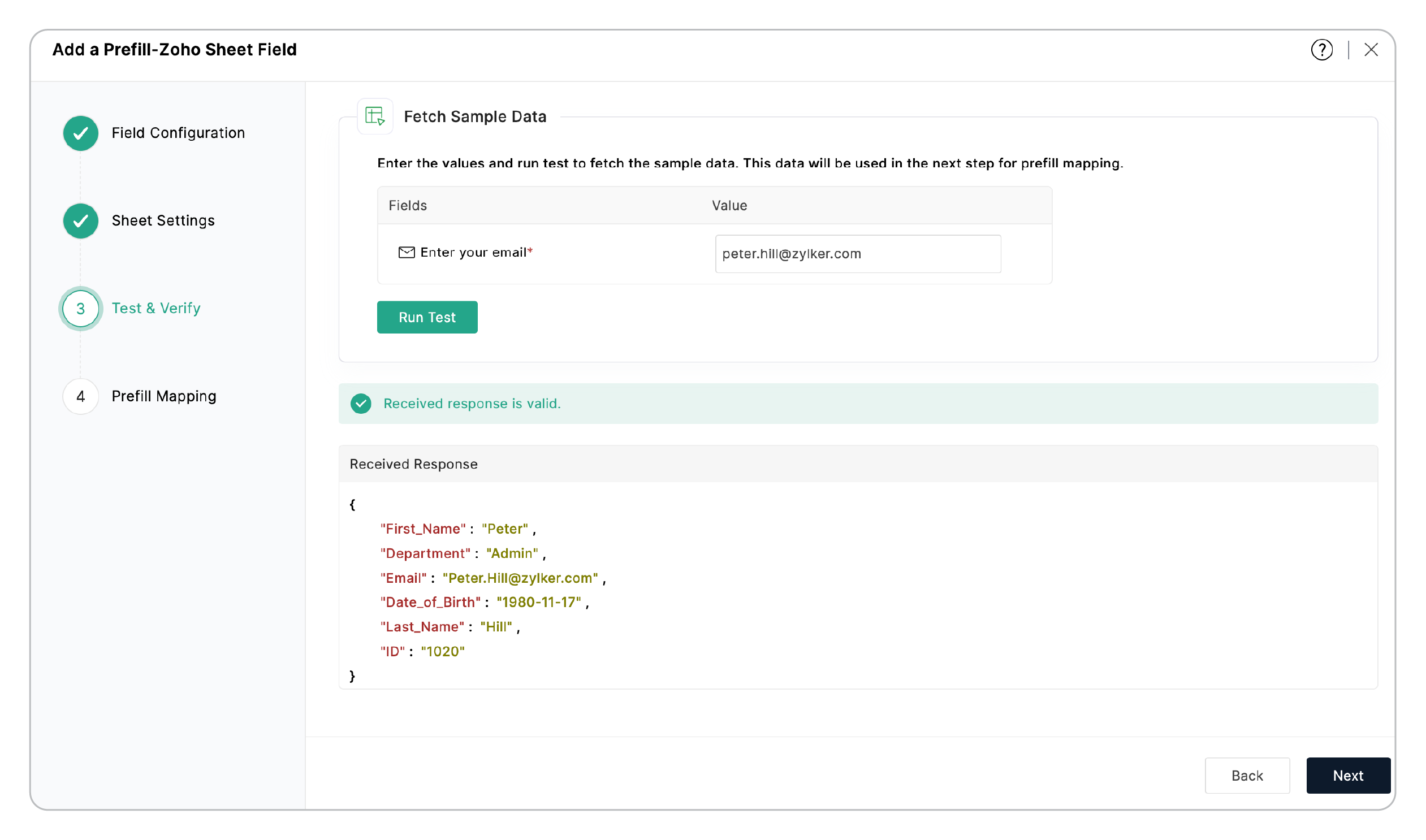 Run Test & Fetch Sample Data