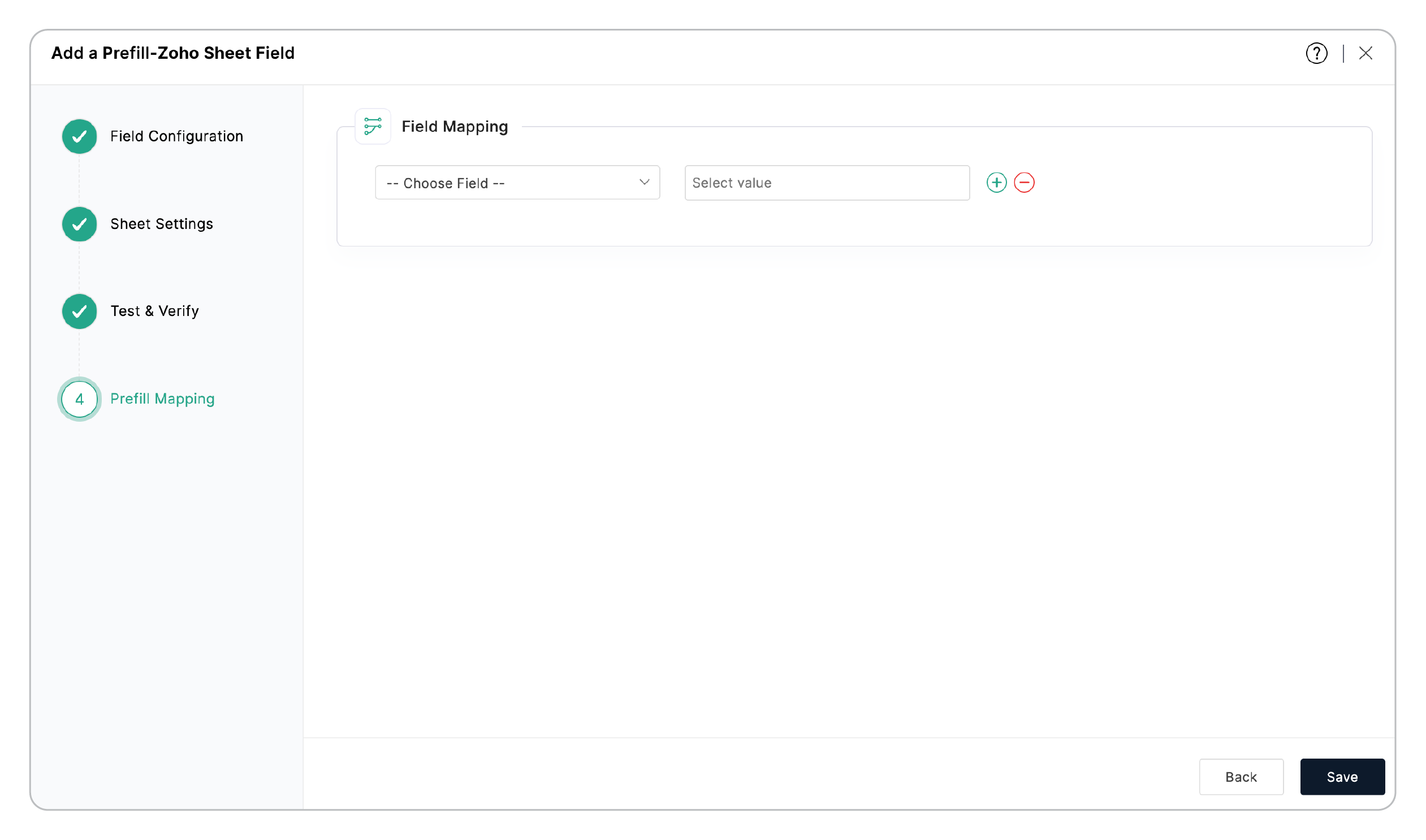 Prefill Mapping - Choose a Field