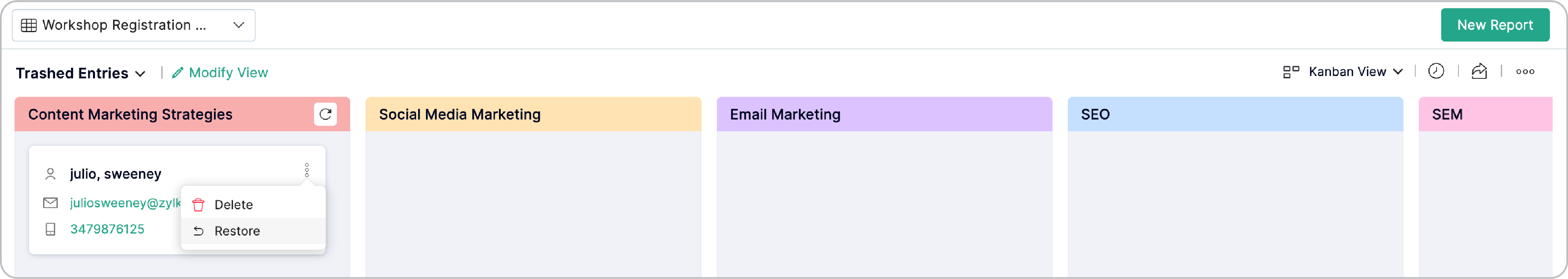 Kanban- restore entry