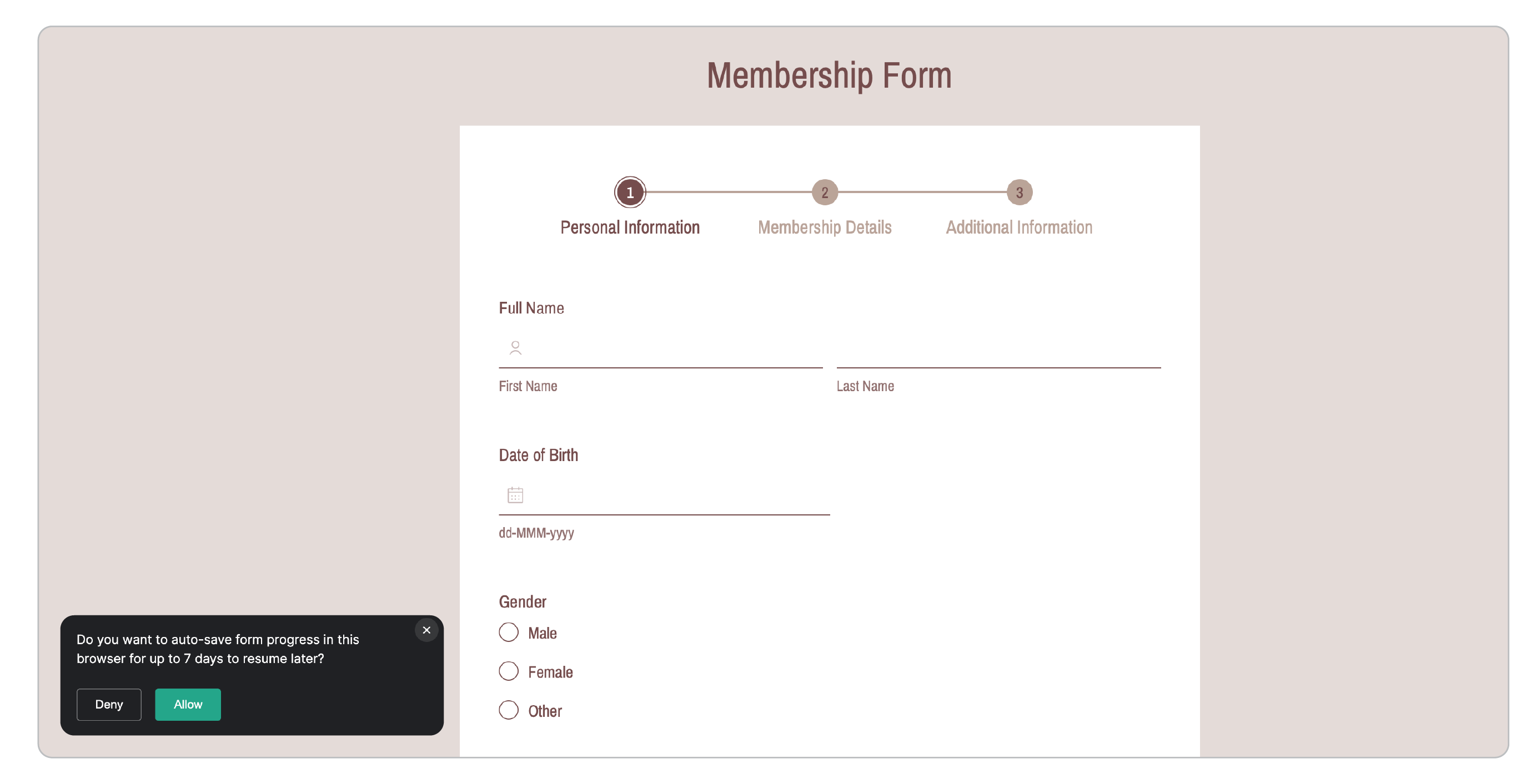 Browser Auto-Save in Live Form
