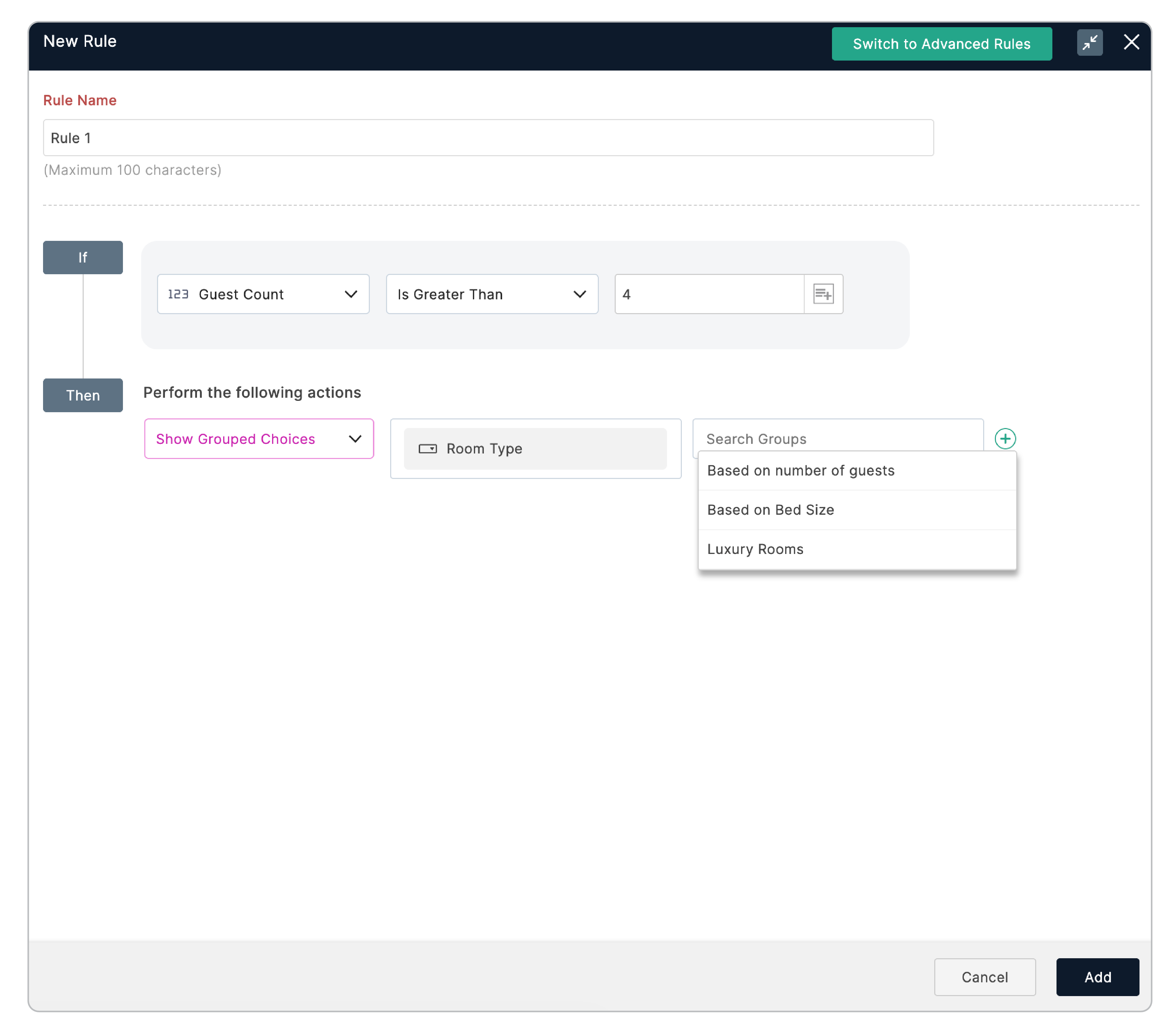 Using Grouped Choices in Field Rules
