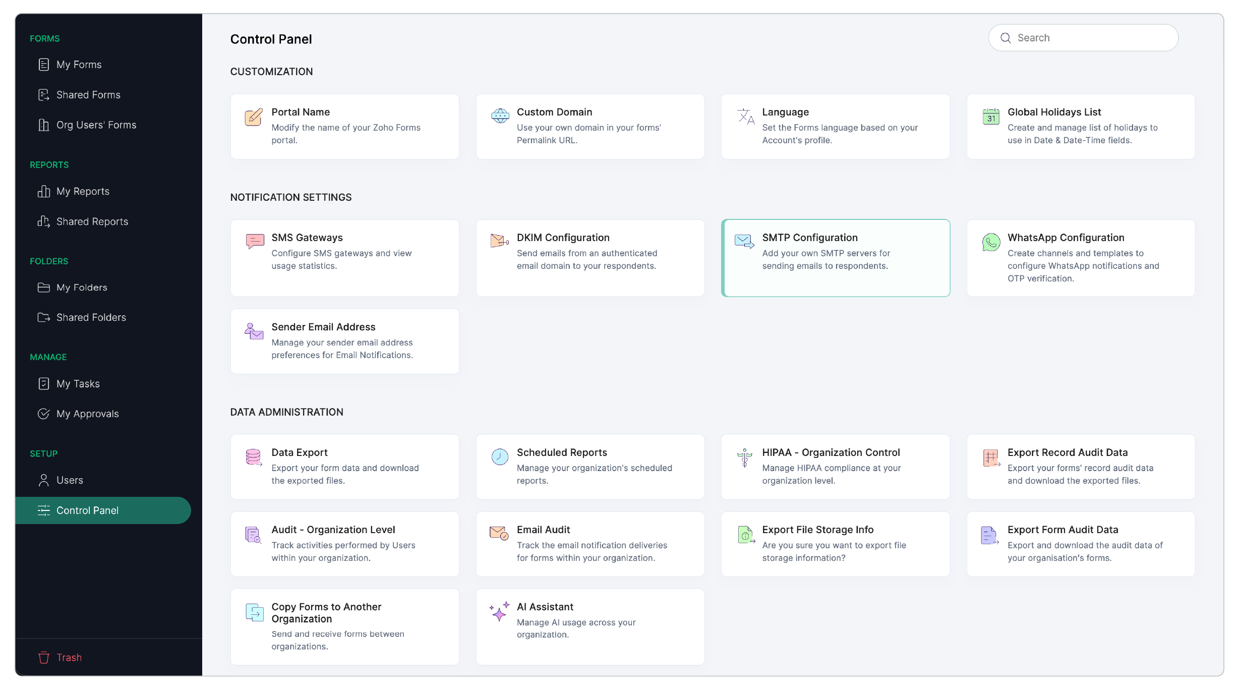 Click SMTP Configuration