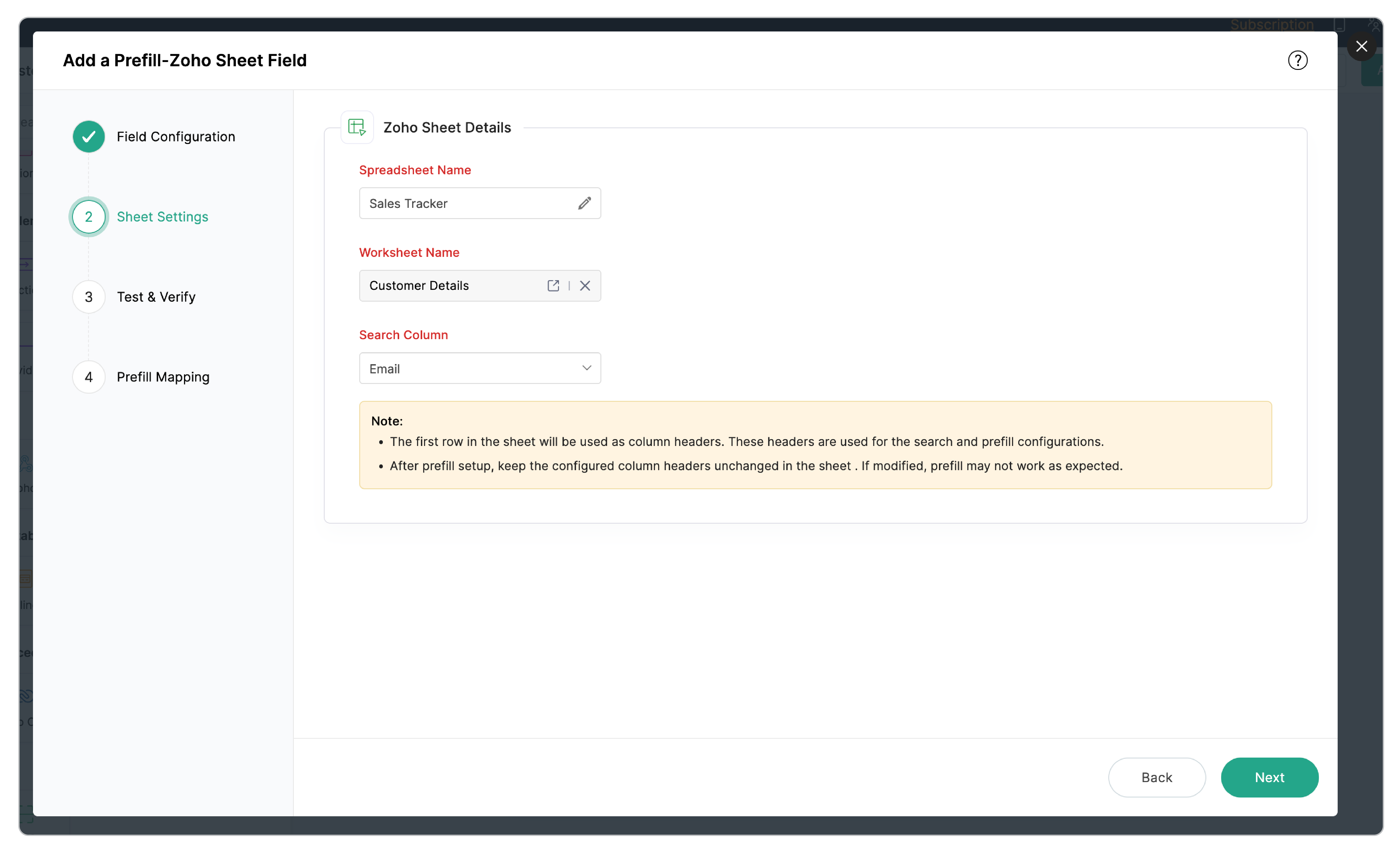 Zoho Sheet Details