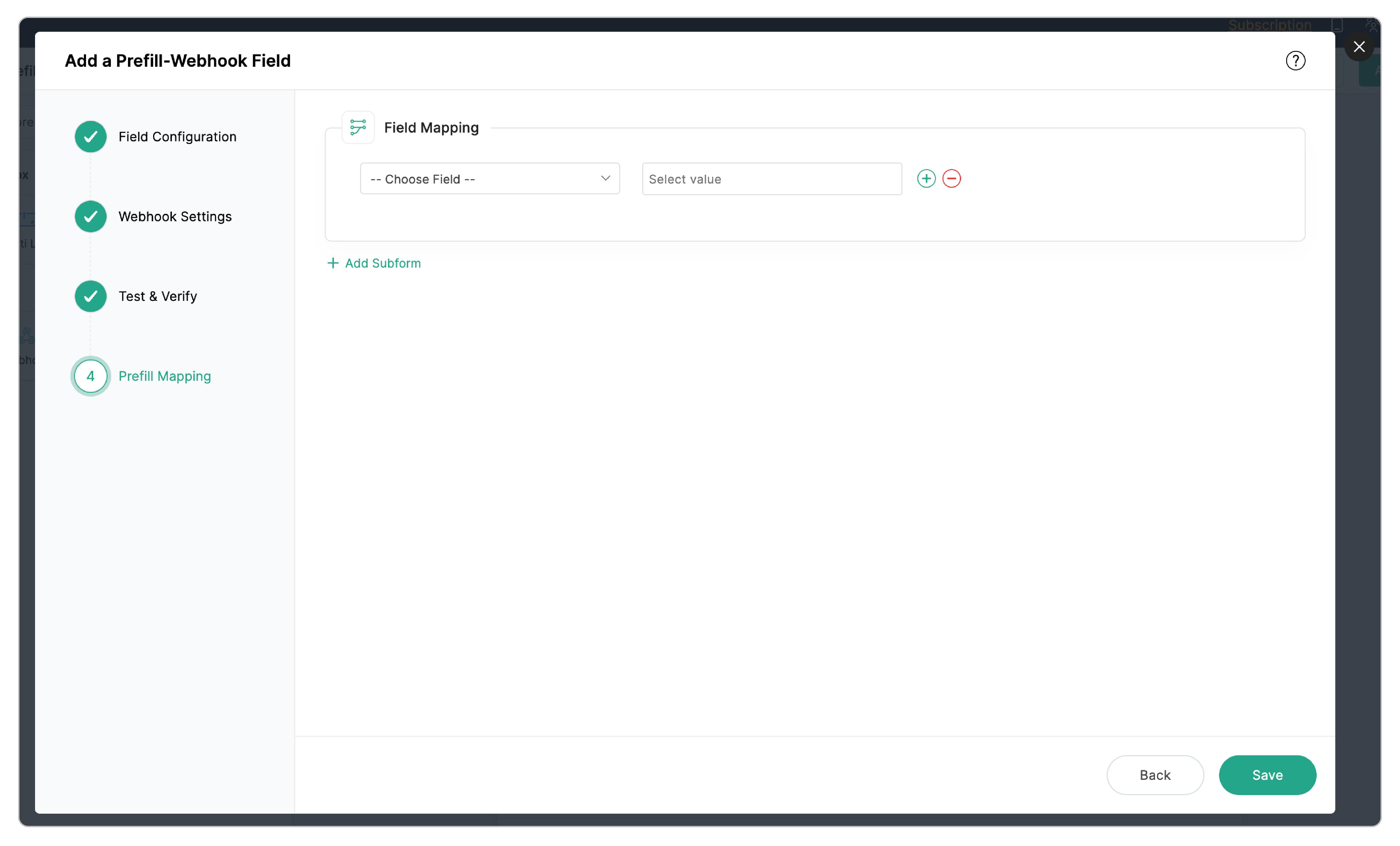 Prefill Mapping - Choose a Field