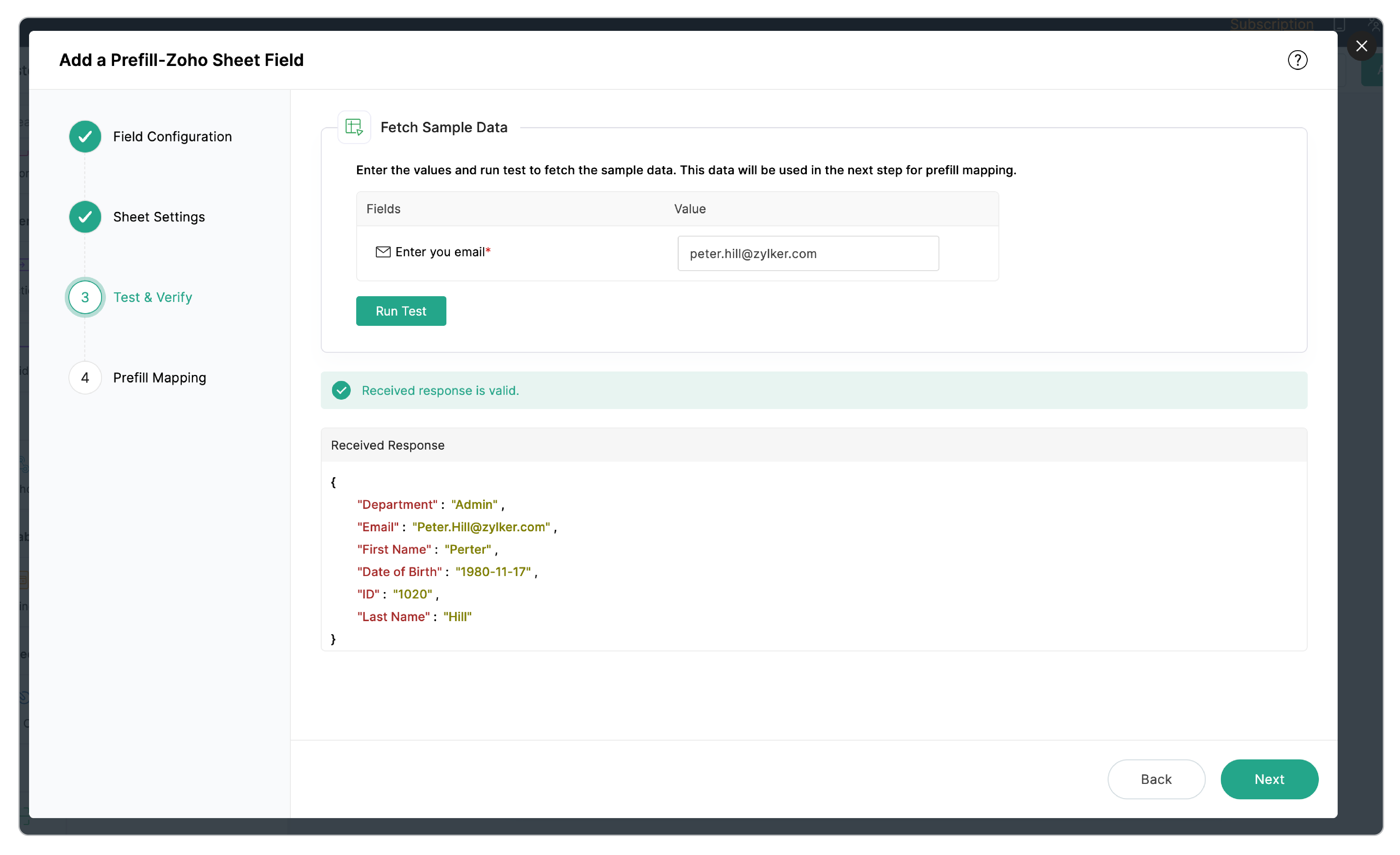 Run Test & Fetch Sample Data