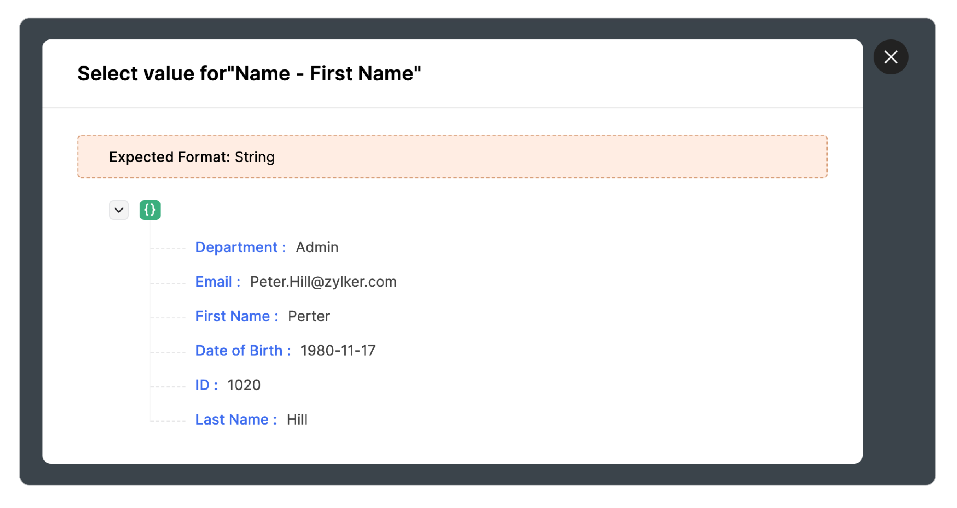 Select value in the response to map