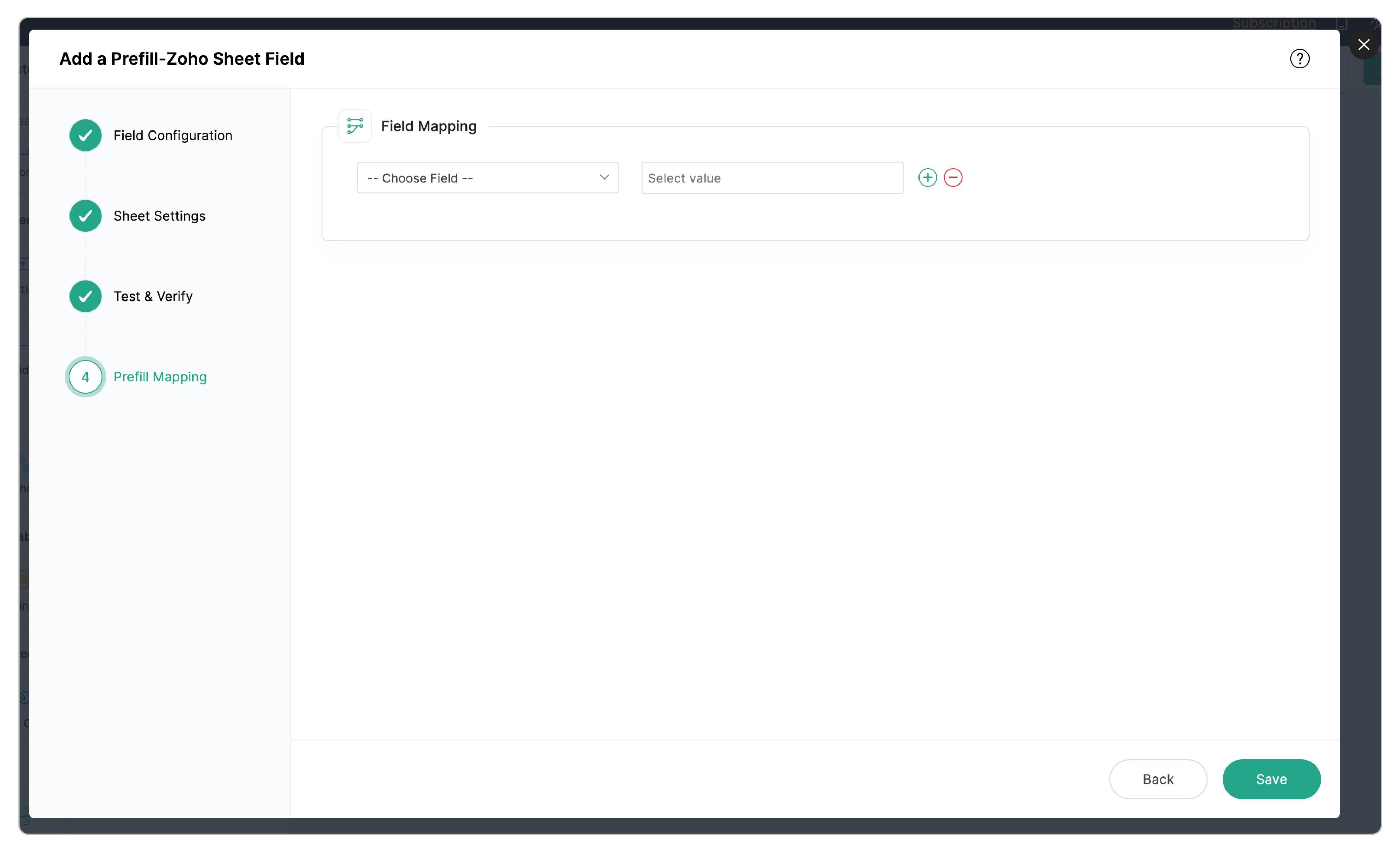 Prefill Mapping - Choose a Field