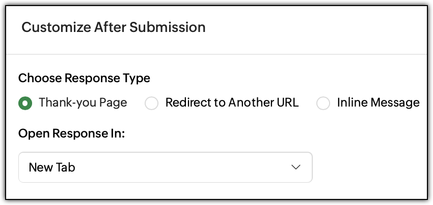 3 types of after form submission actions.