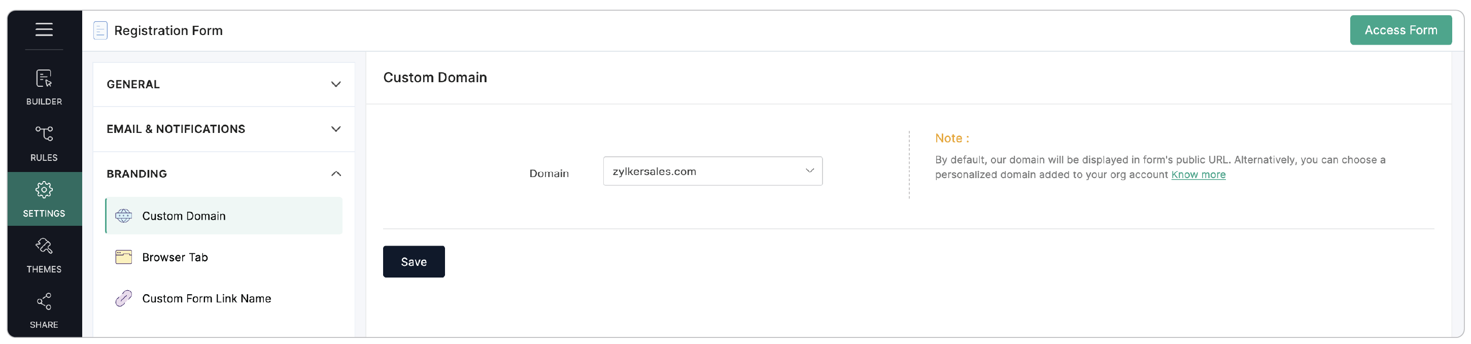 custom domain configuration
