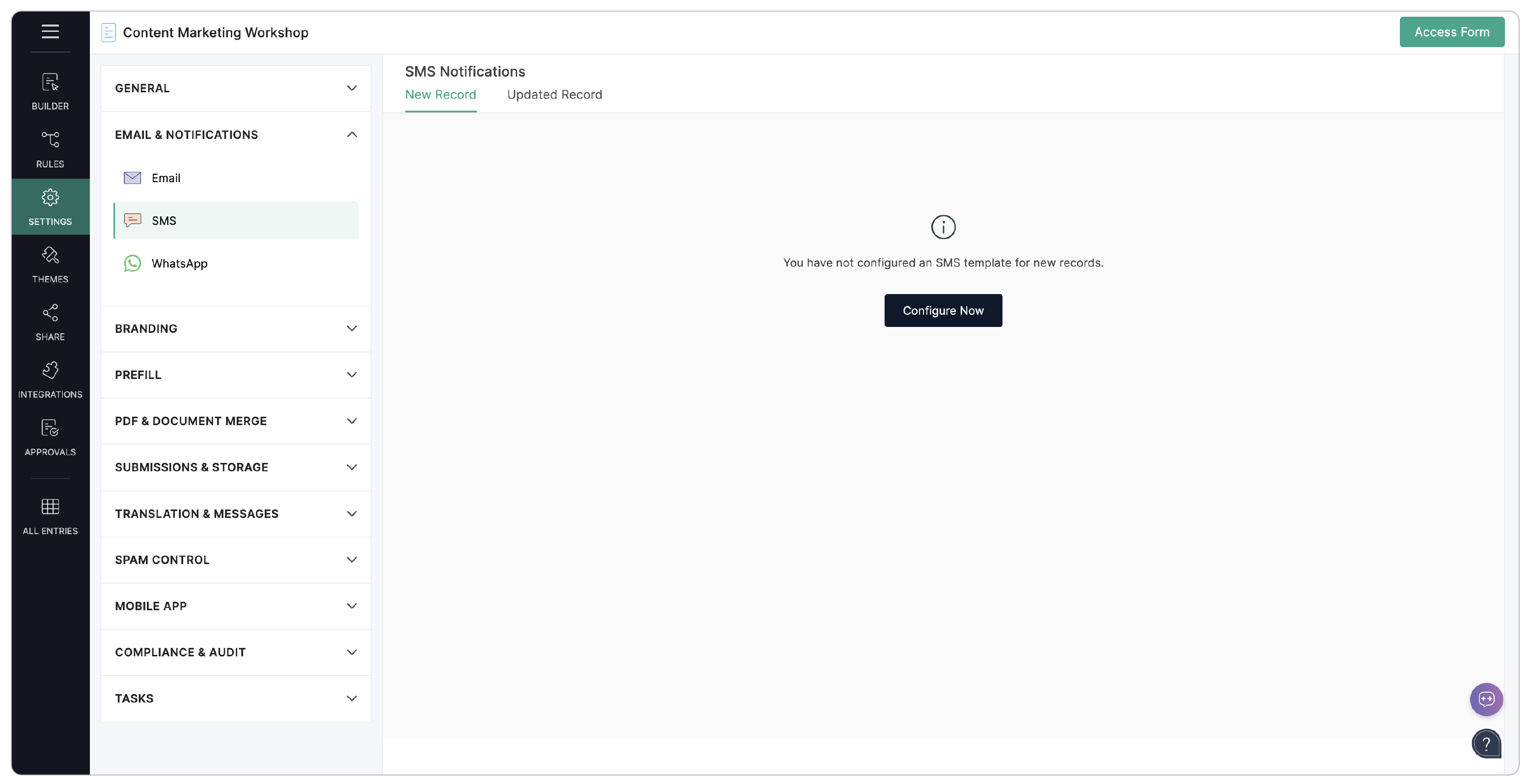 Configure SMS Notification