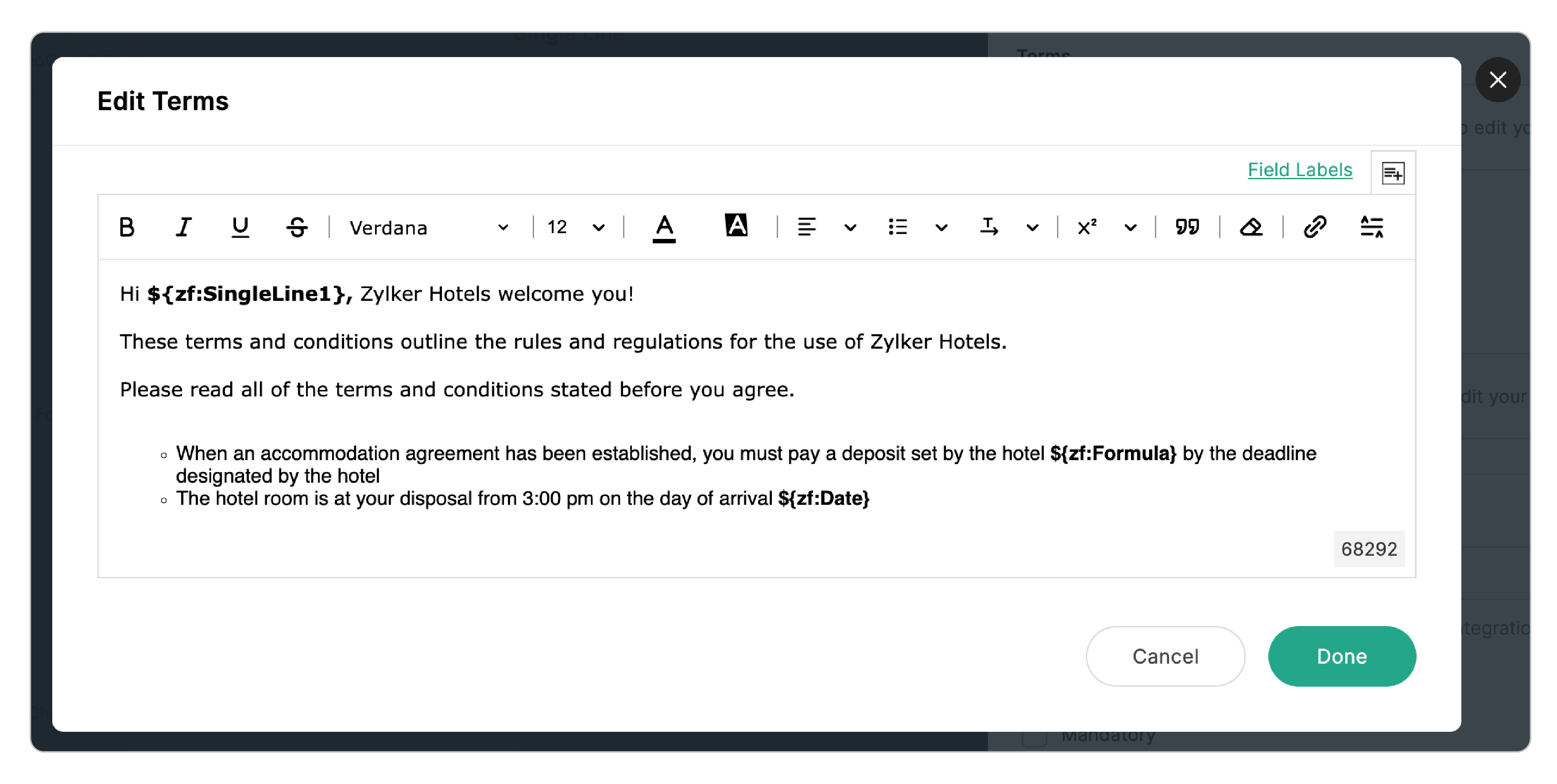 Merge field responses