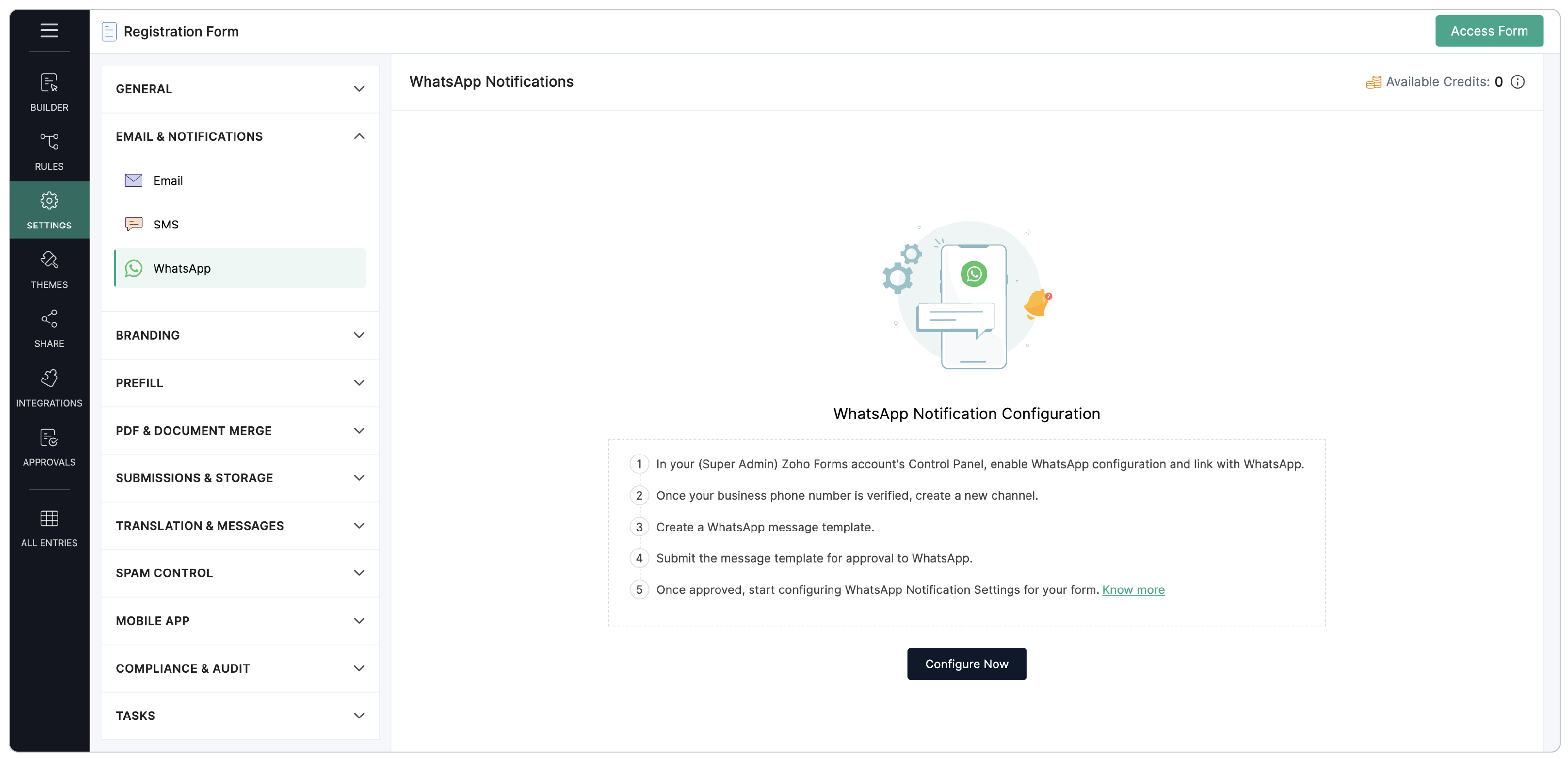 WhatsApp Notifications Configuration