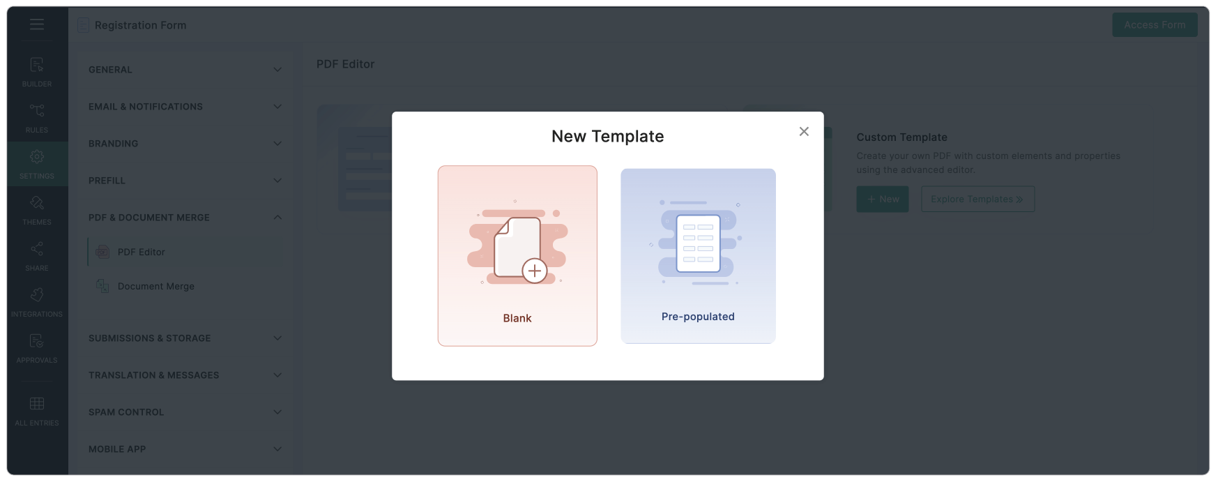 Create a new PDF template