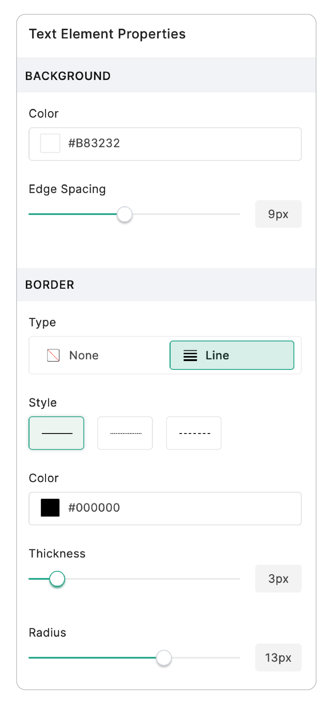 Text Element Properties