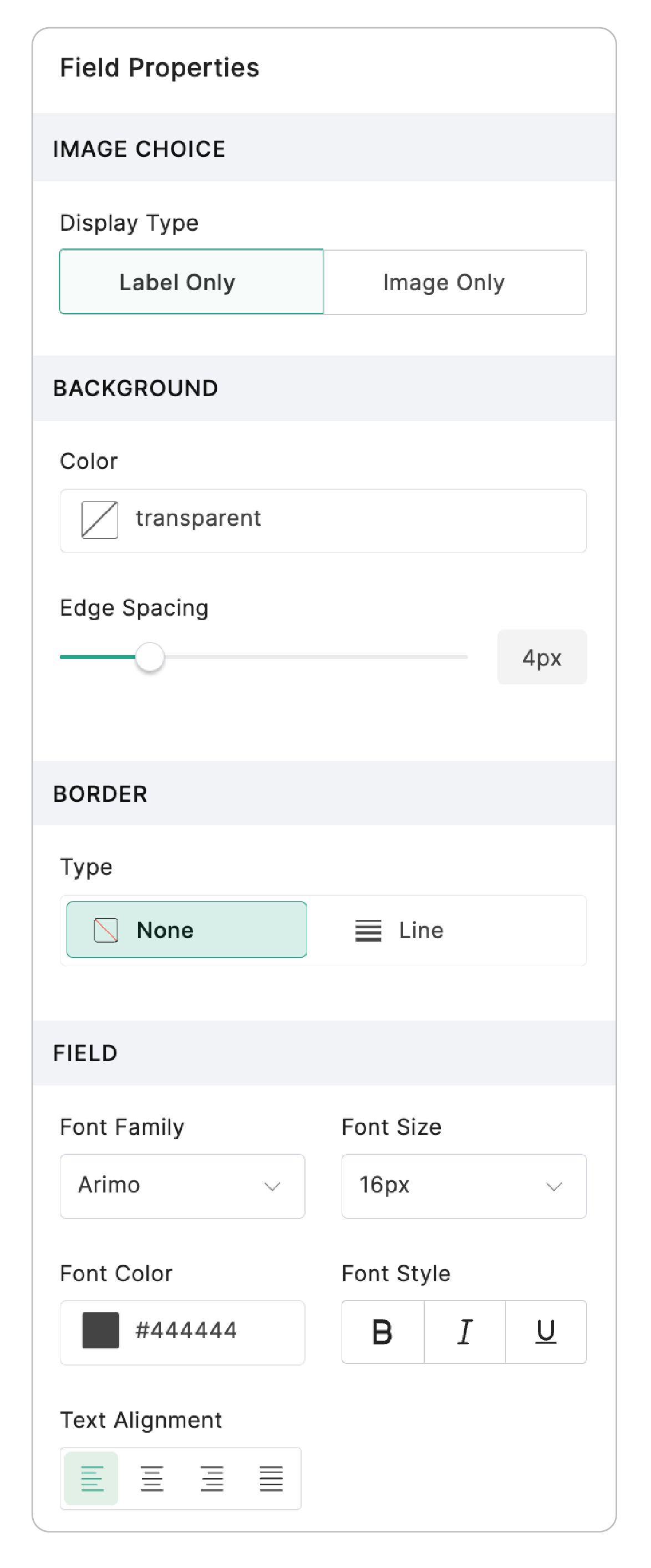 Image Choices Field Properties