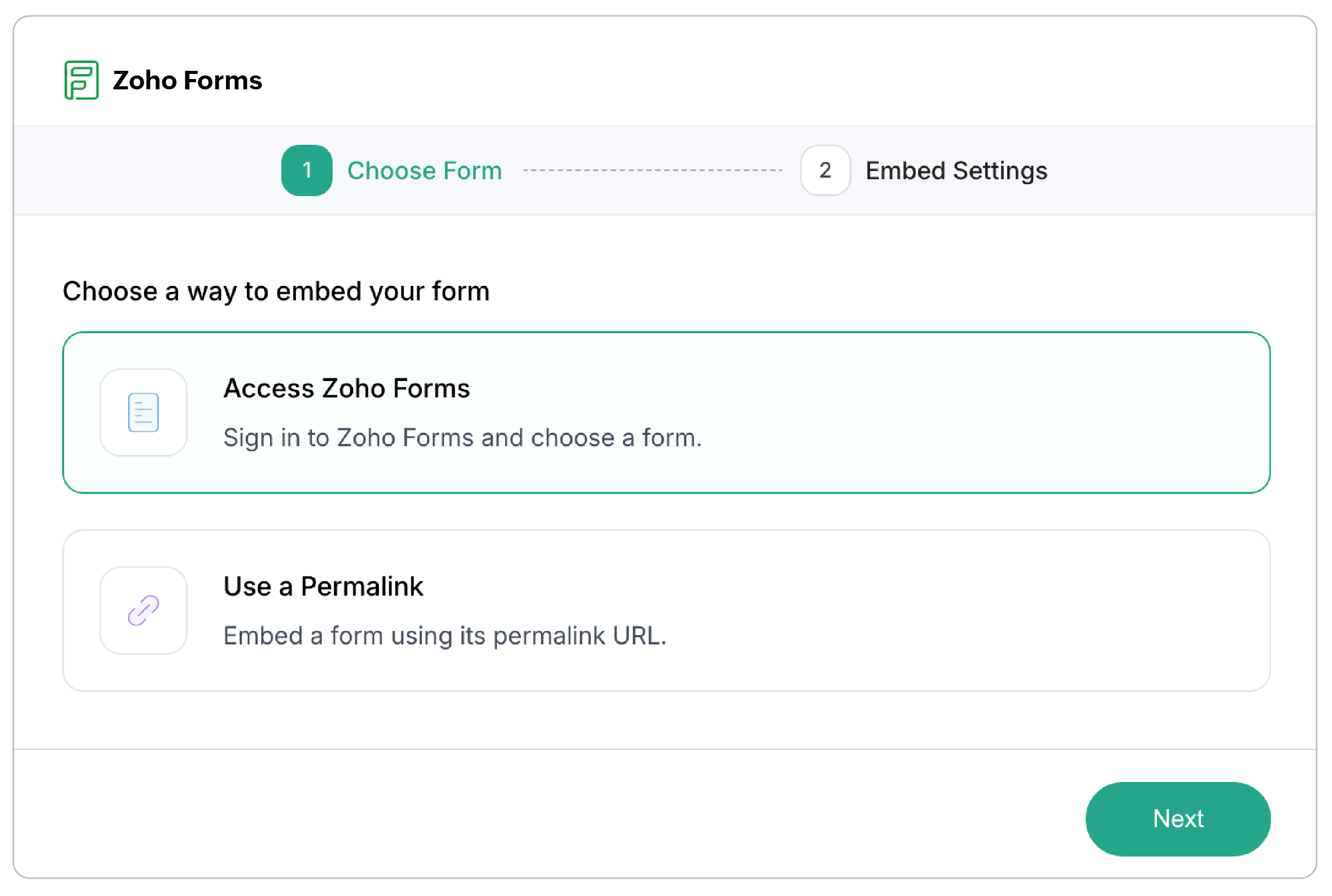 Choose a way to embed your form