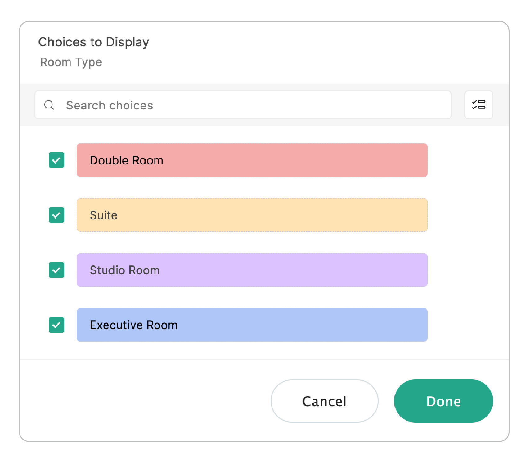 Customizing Choices to Display