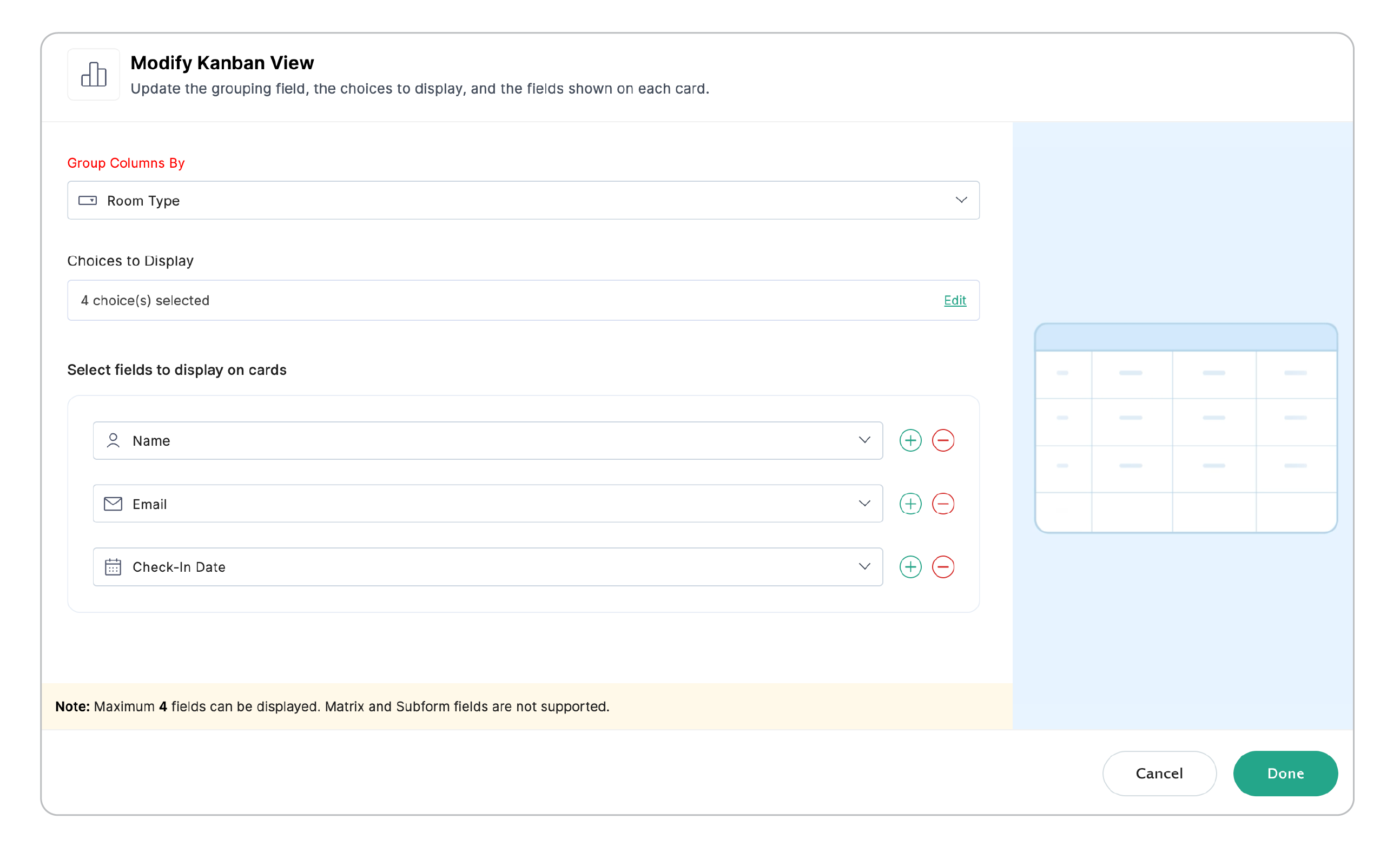 Modify Kanban View