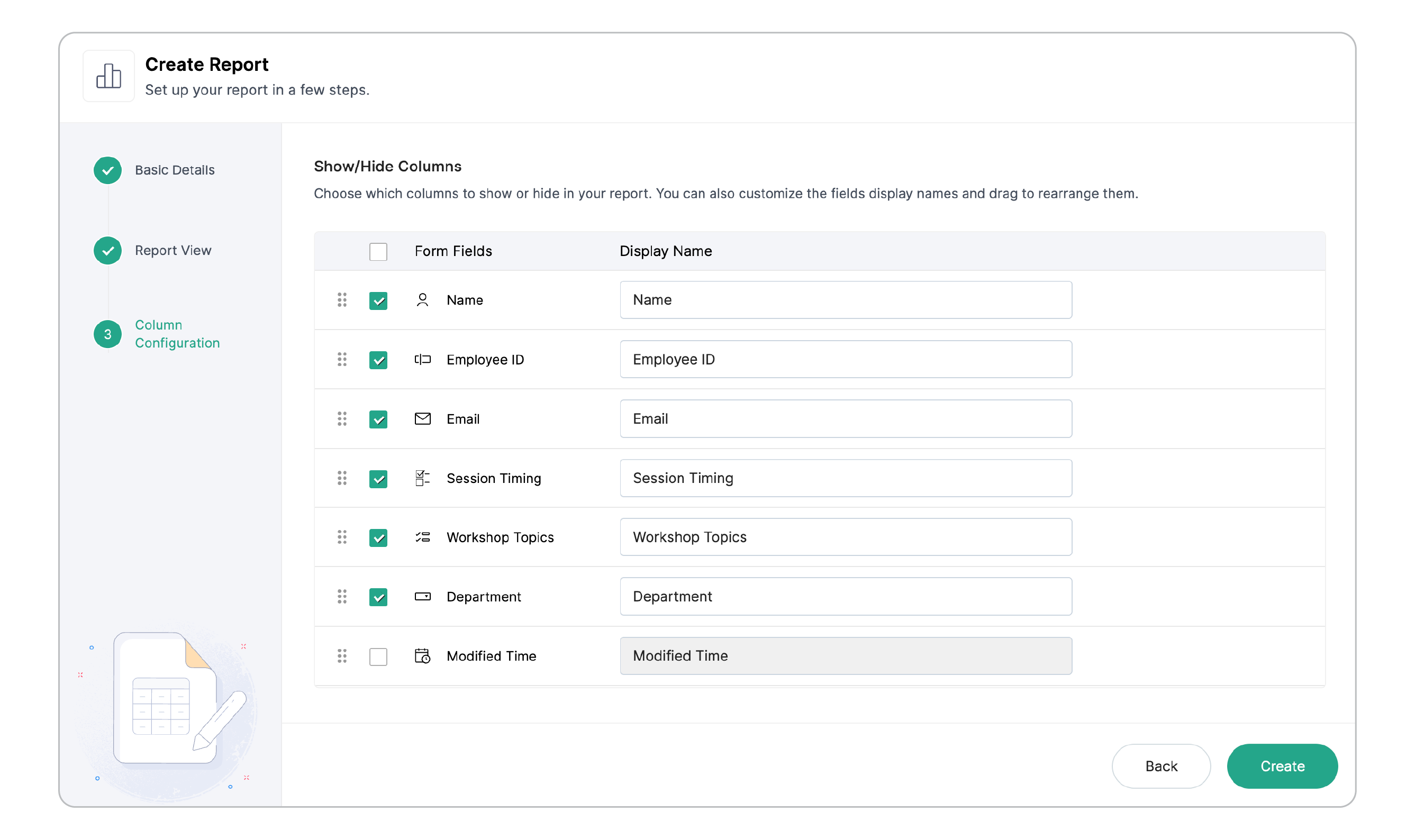 Column Configuration for List View Reports 