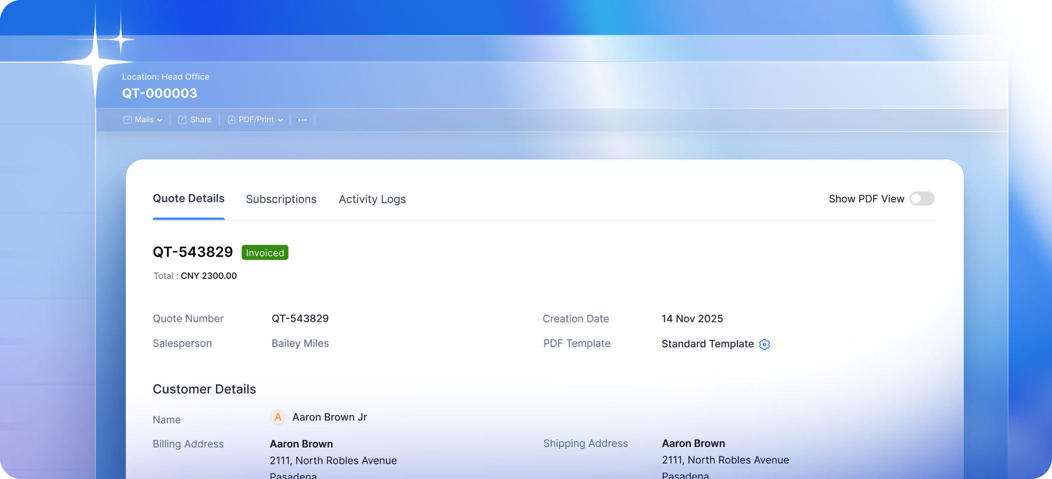 Quote Module Card Explore the Redesigned Quotes Module in Zoho Billing
