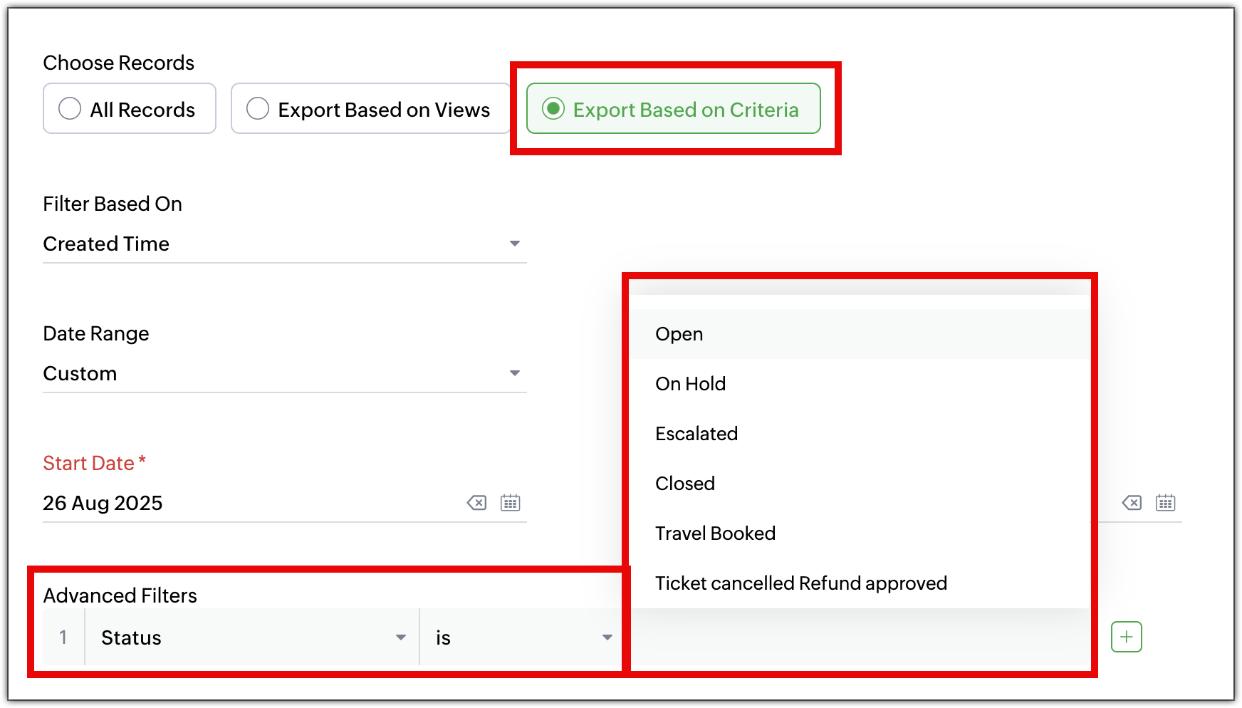 Export data using advanced export options and customizable settings