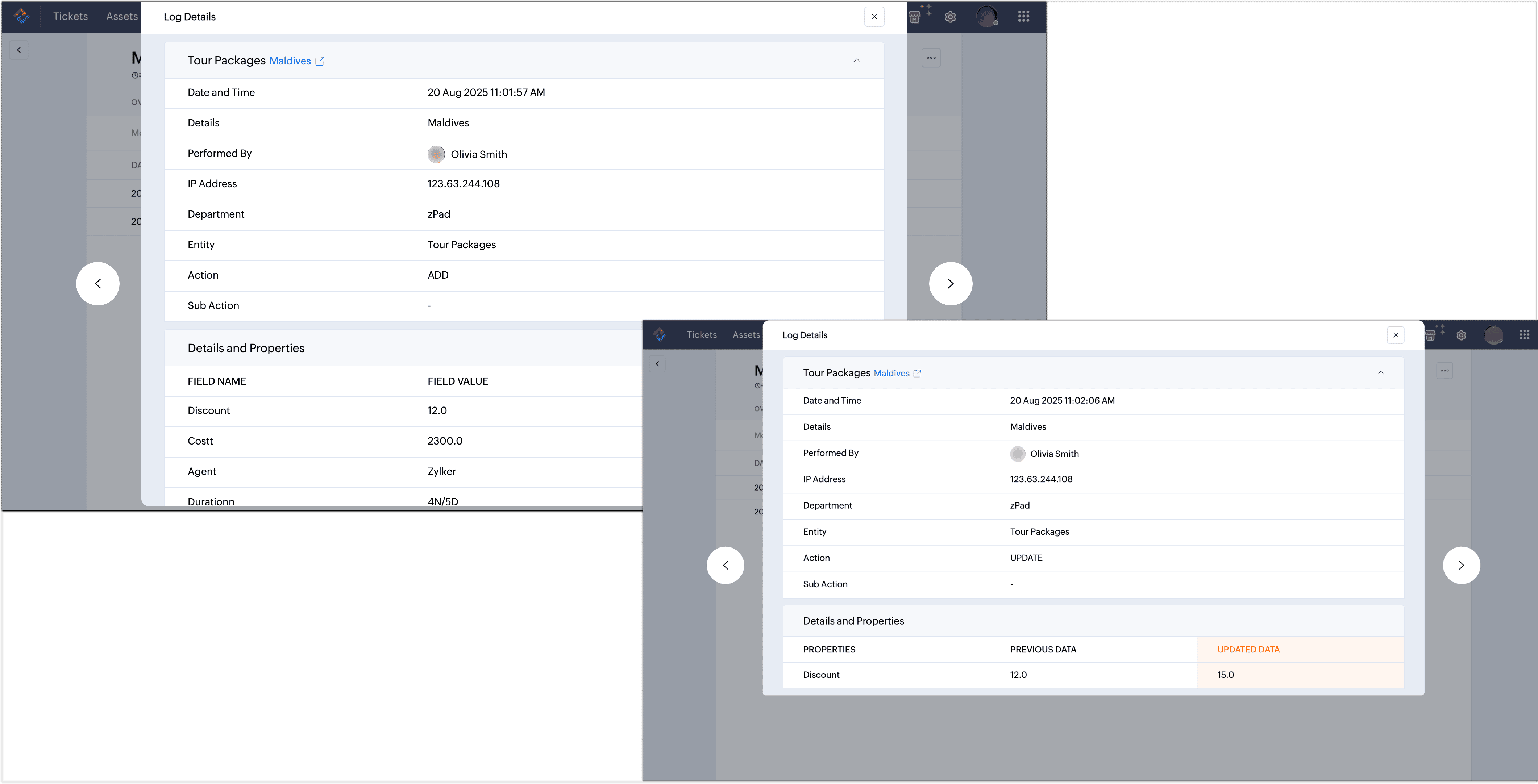 View comprehensive logs of all actions in Custom Module History