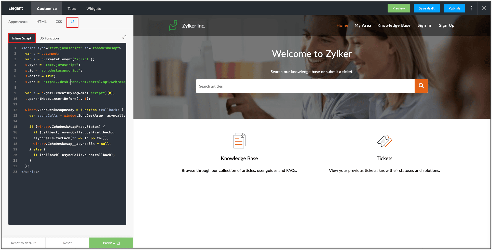 Advanced Customization of the Help Center using JavaScript