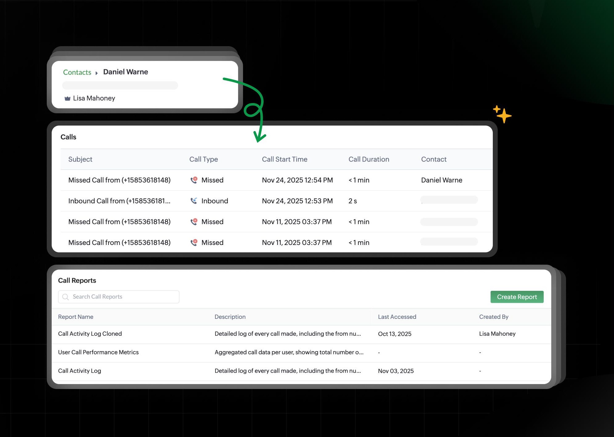 Call reports in Zoho FSM