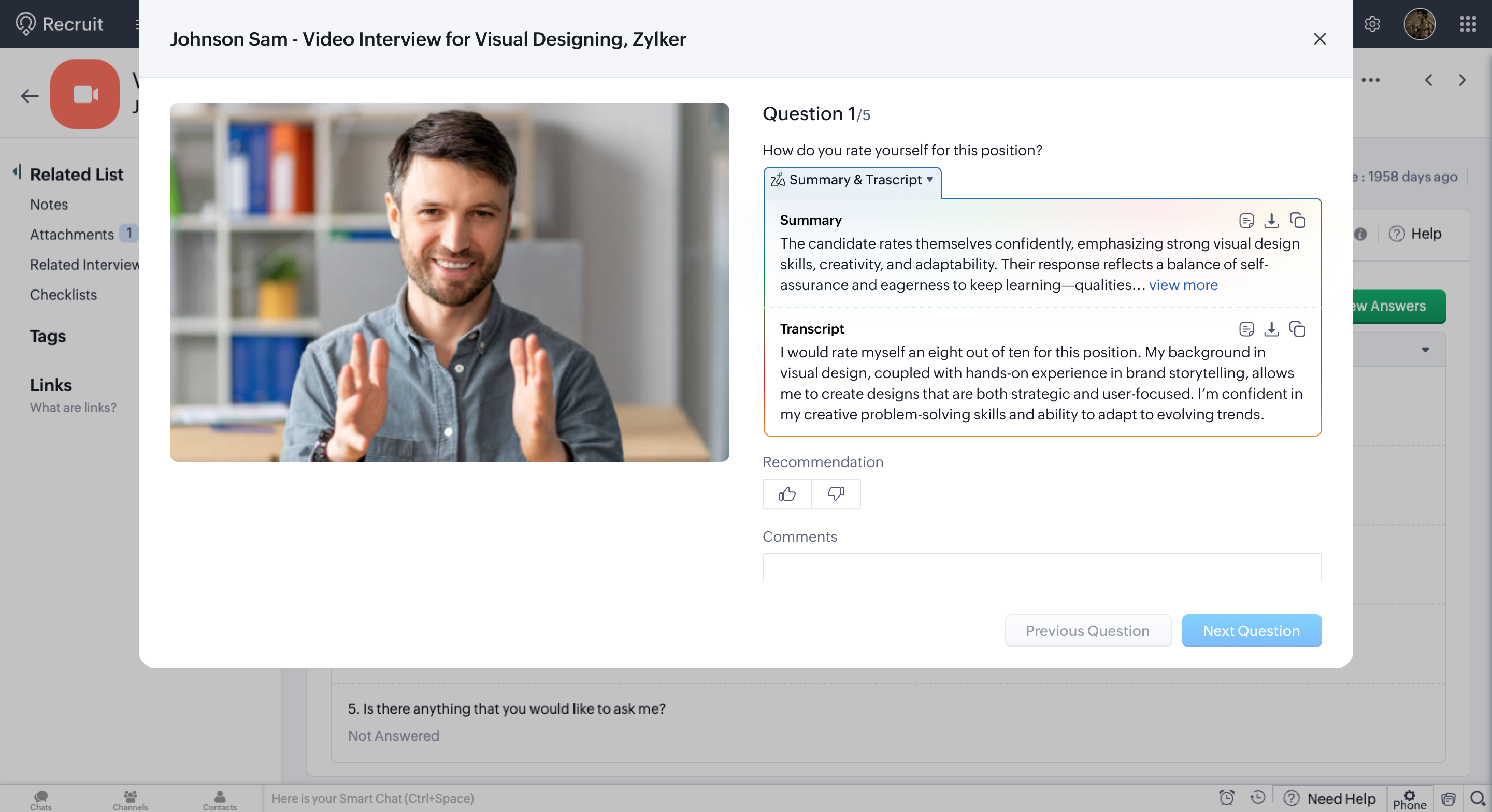 Interview evaluation with AI in Zoho