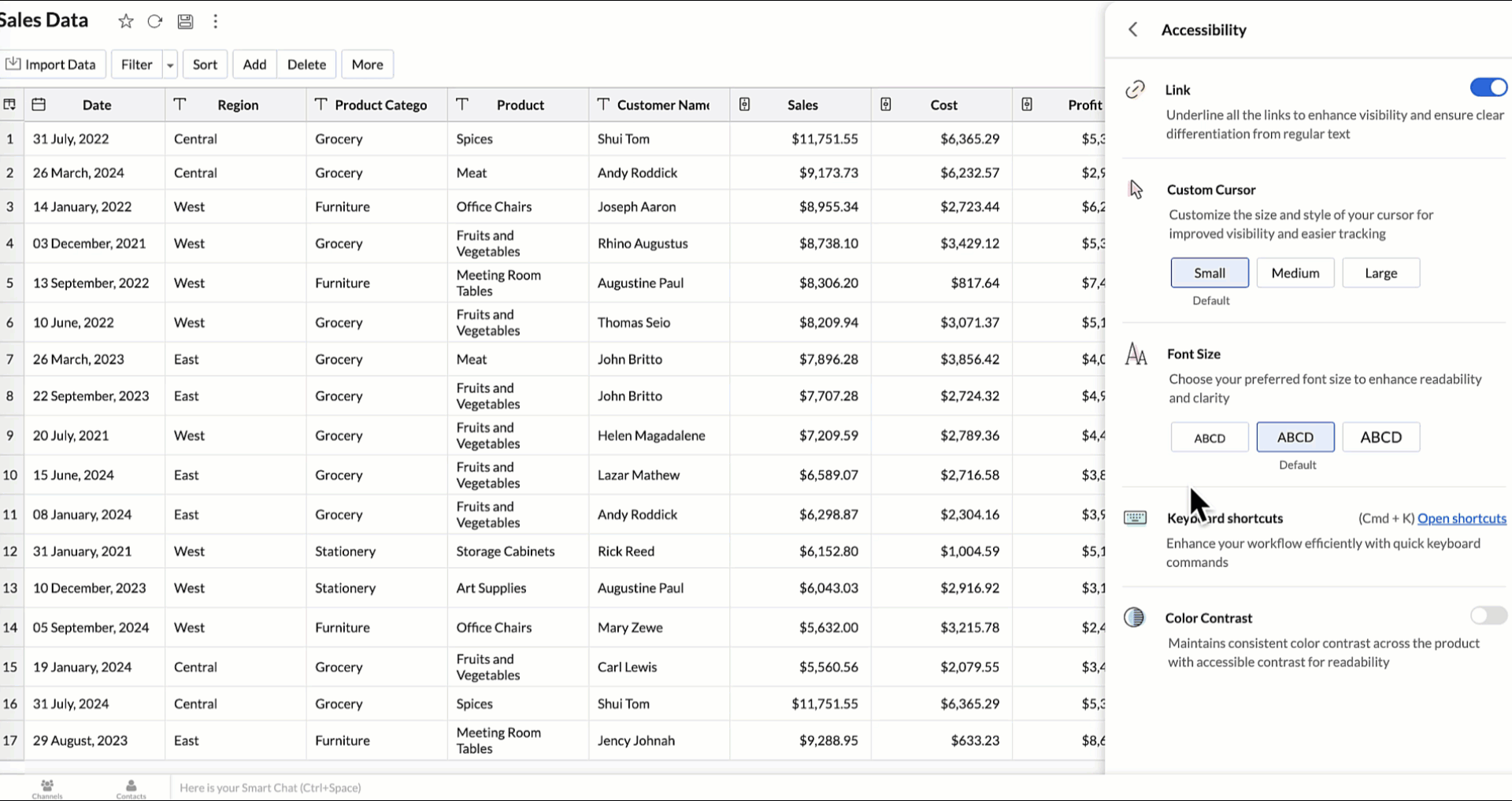 Accessibility in Zoho Analytics