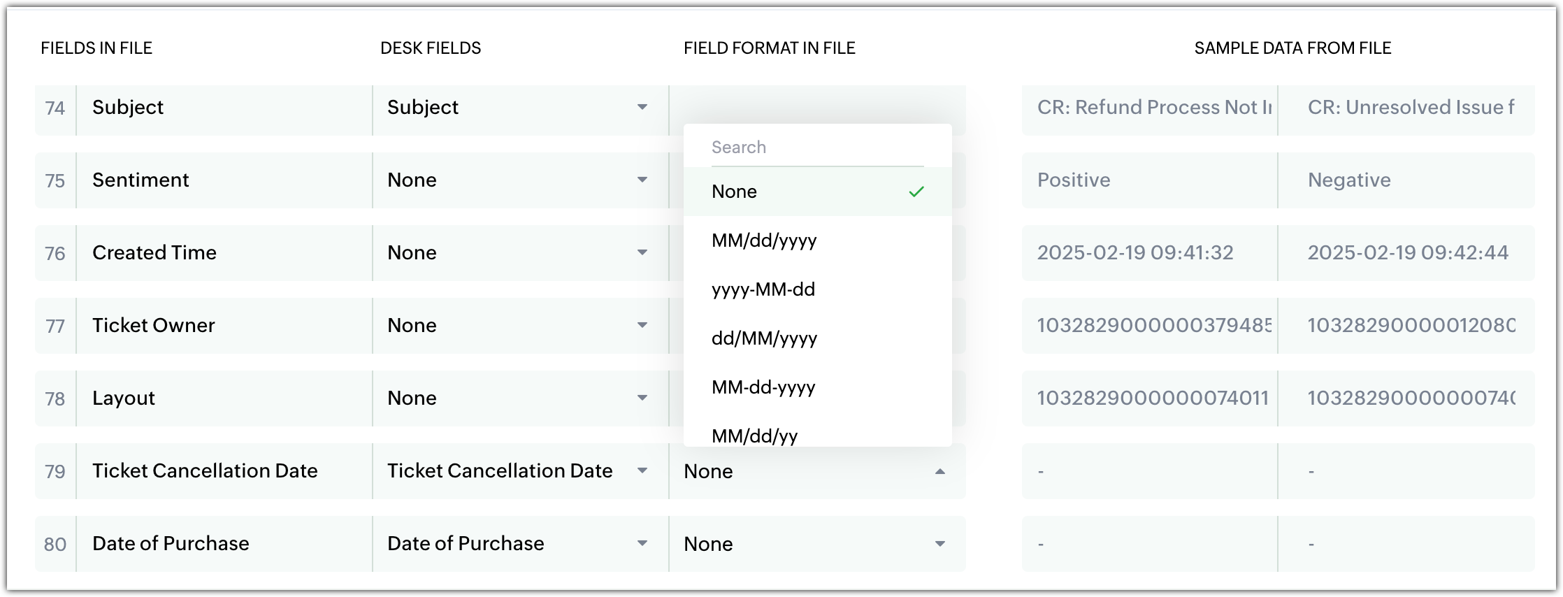 Field mapping in Zoho Desk