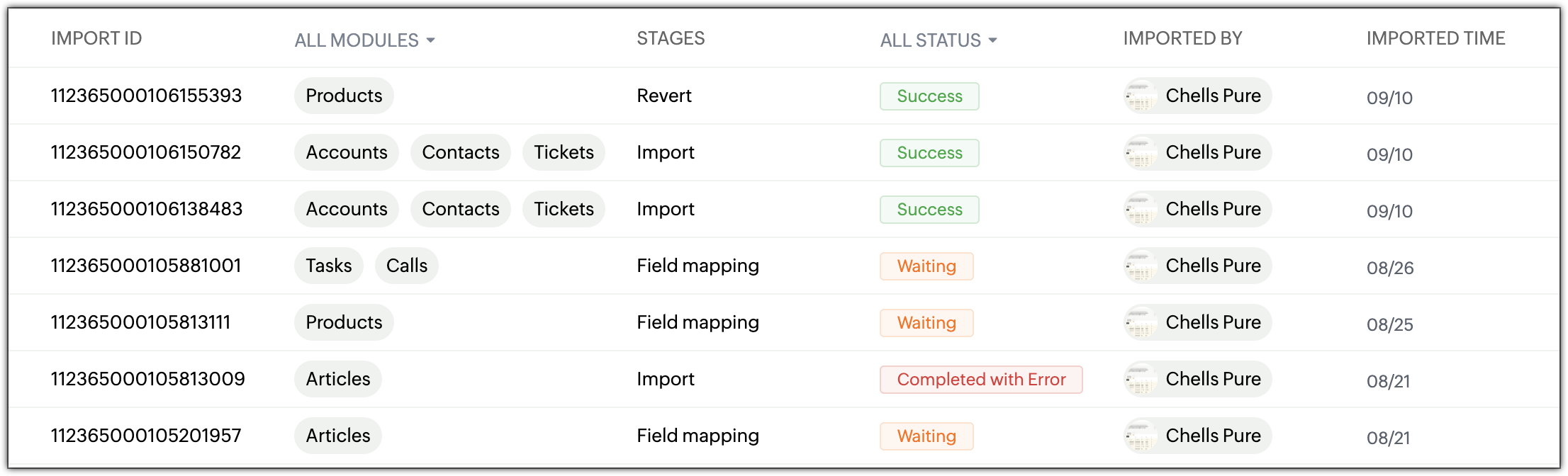 Import history in Zoho Desk