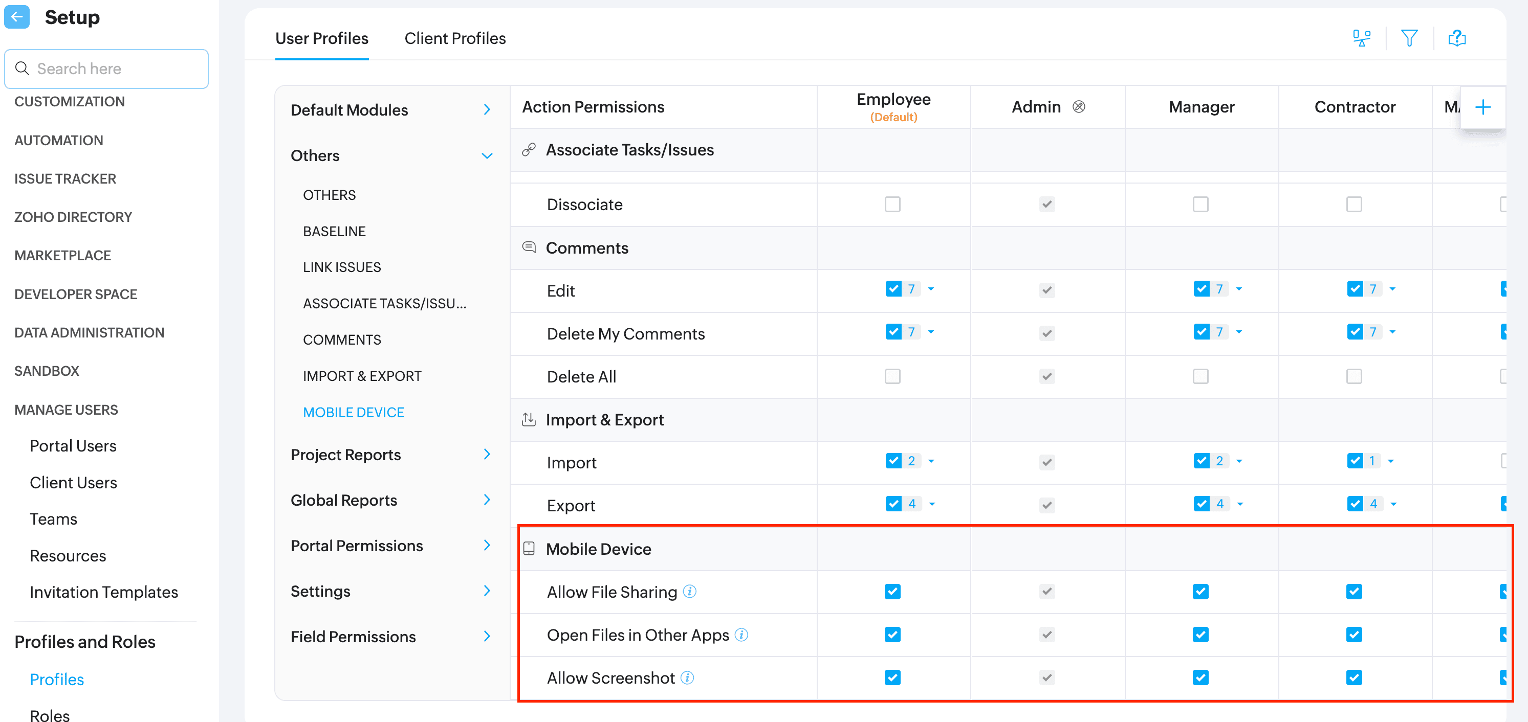 Zoho User Zoho Projects Android and iOS app update: Mobile device permission ...