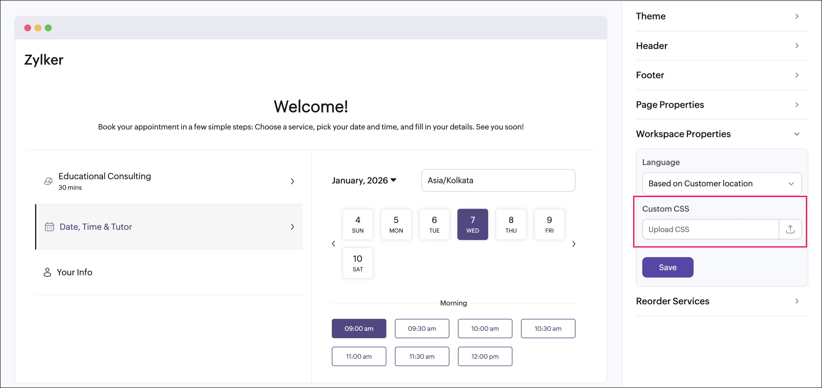 Personalize your booking pages with Custom CSS