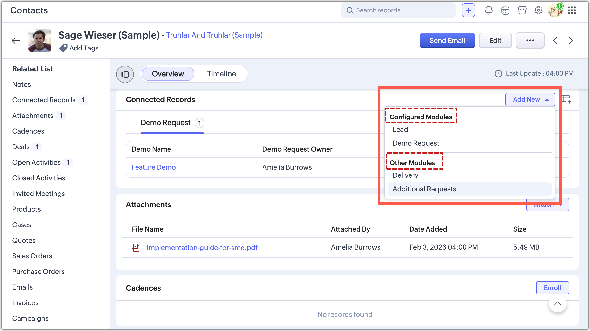 Associate ORG modules using Connected Records