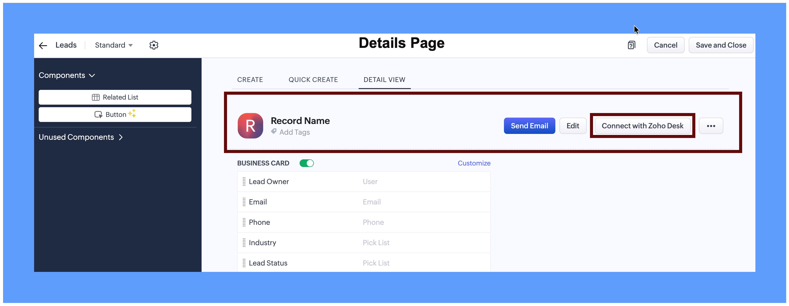 Help Button For File Custom Button Creation from Layout Editor in Zoho CRM