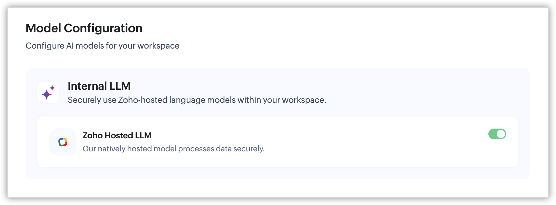 Zoho Hosted LLMの有効化