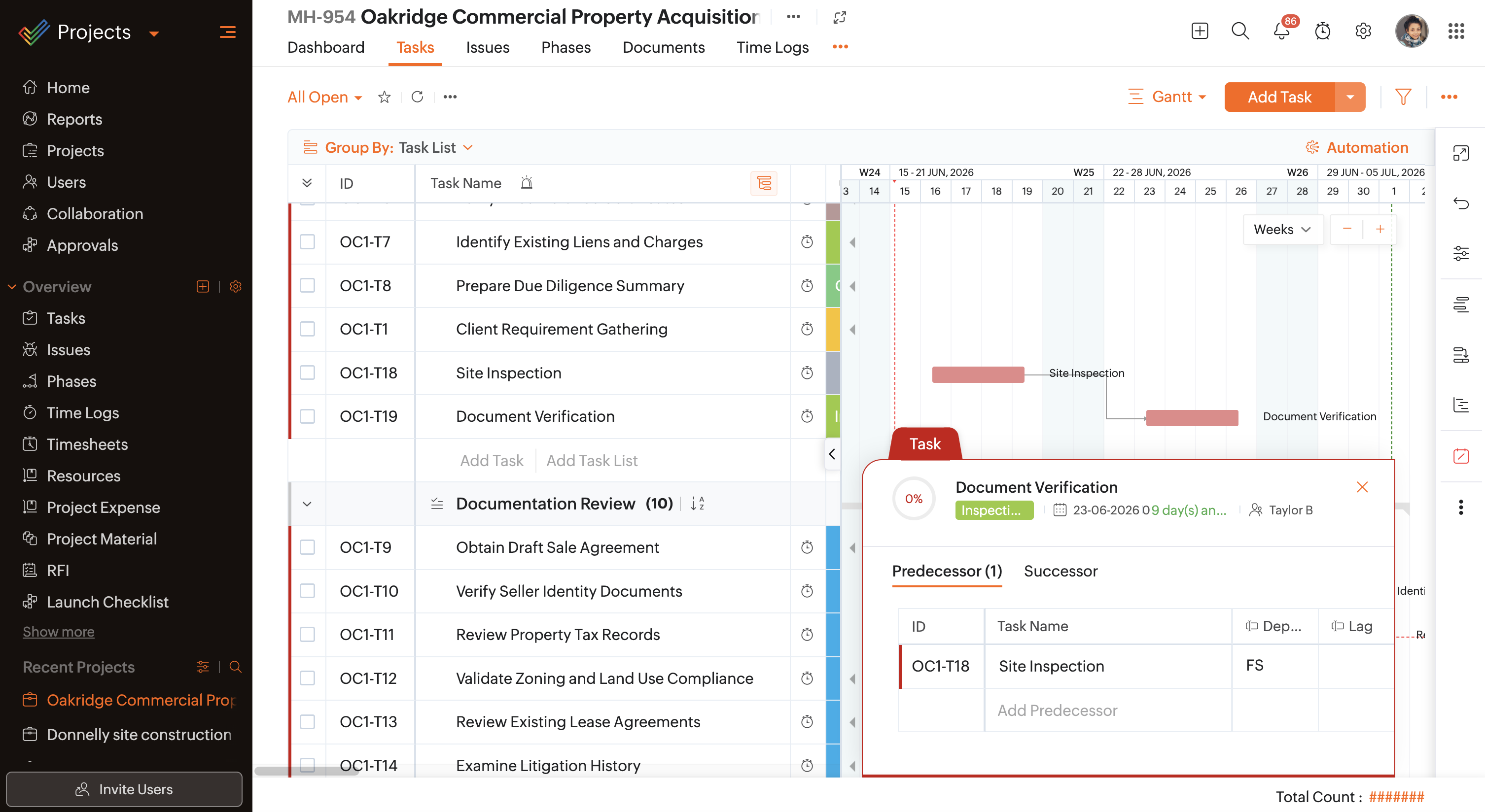 Gantt View